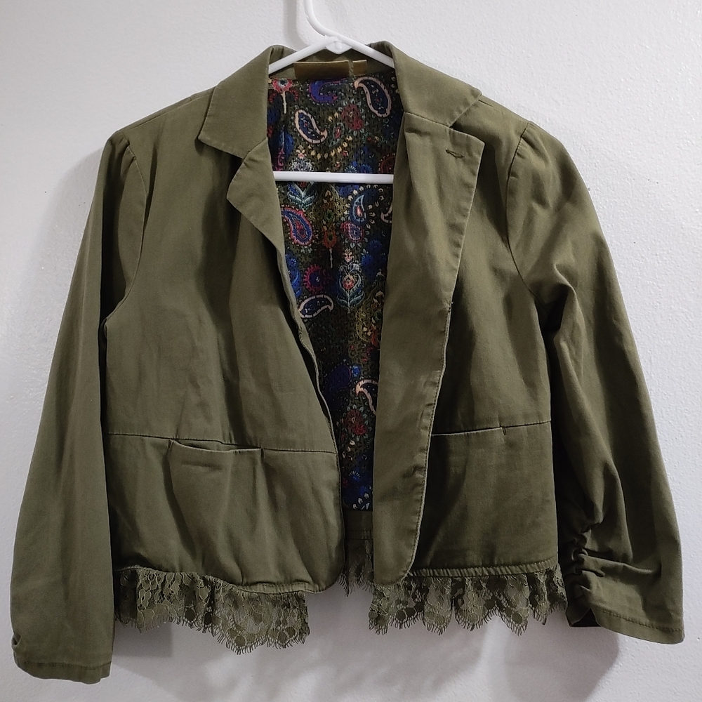 Vera Wang Princess Earth Green Blazer Jacket